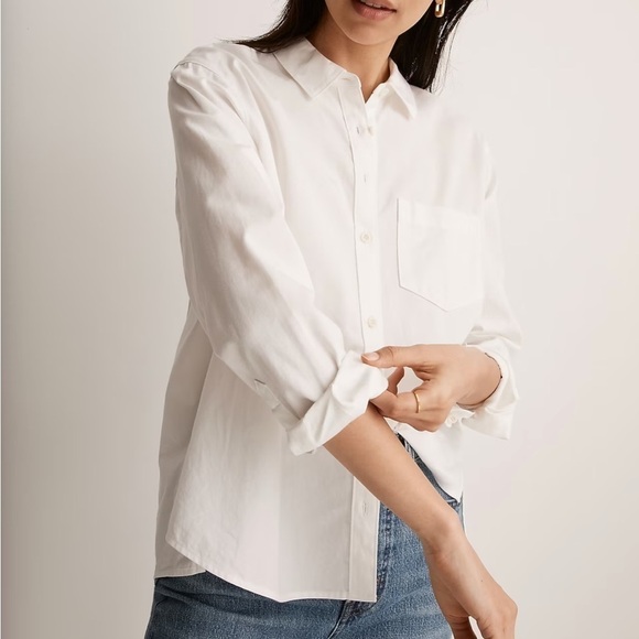 Madewell Tops - Madewell pleated shirt eyelet white tencel edition